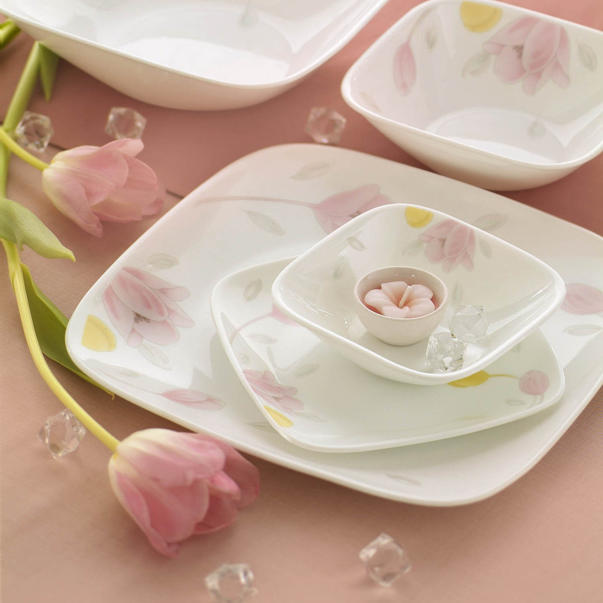 CORELLE Elegant City Glass Square Dinner Plate cm