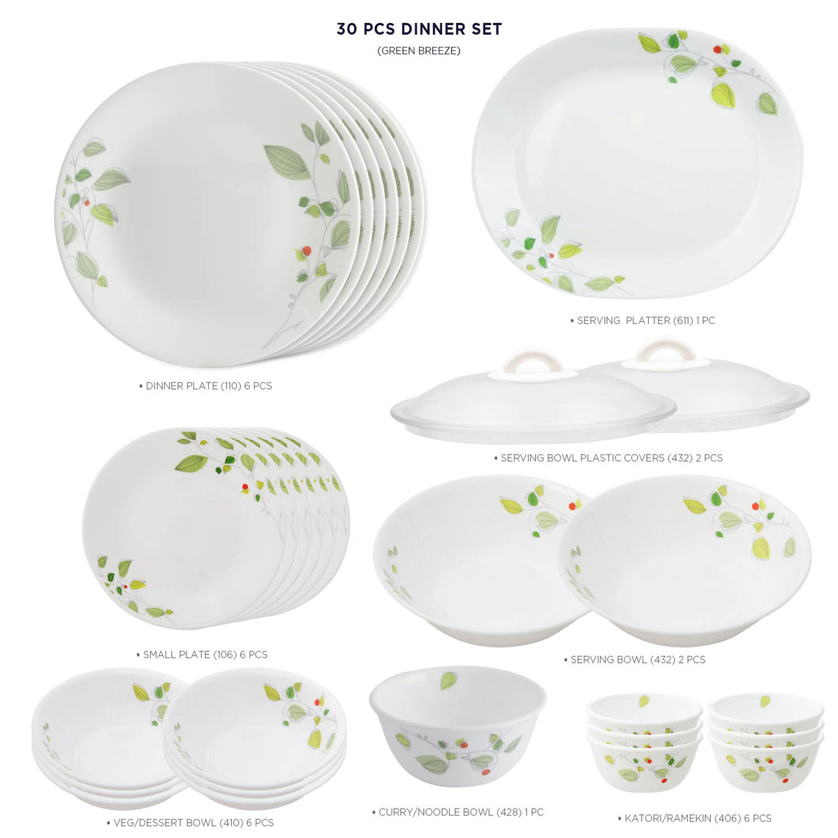 Buy Corelle Asia Collection Green Breeze 30 Pcs Dinner Set on Corelle