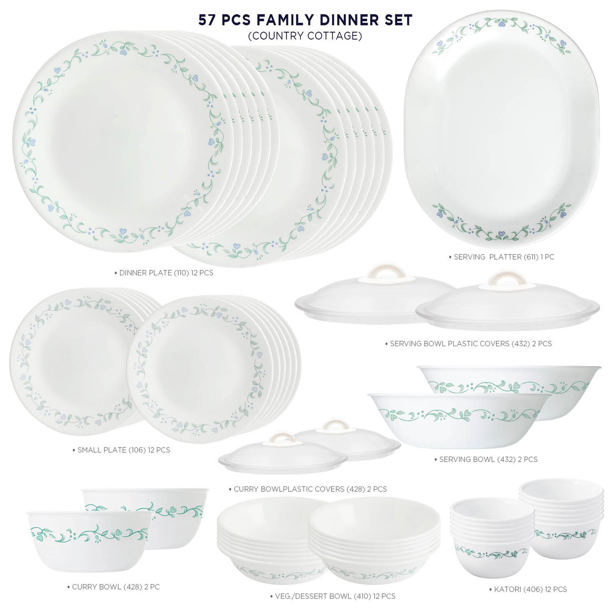 Corelle Livingware Country Cottage 57 Pcs Dinner Set