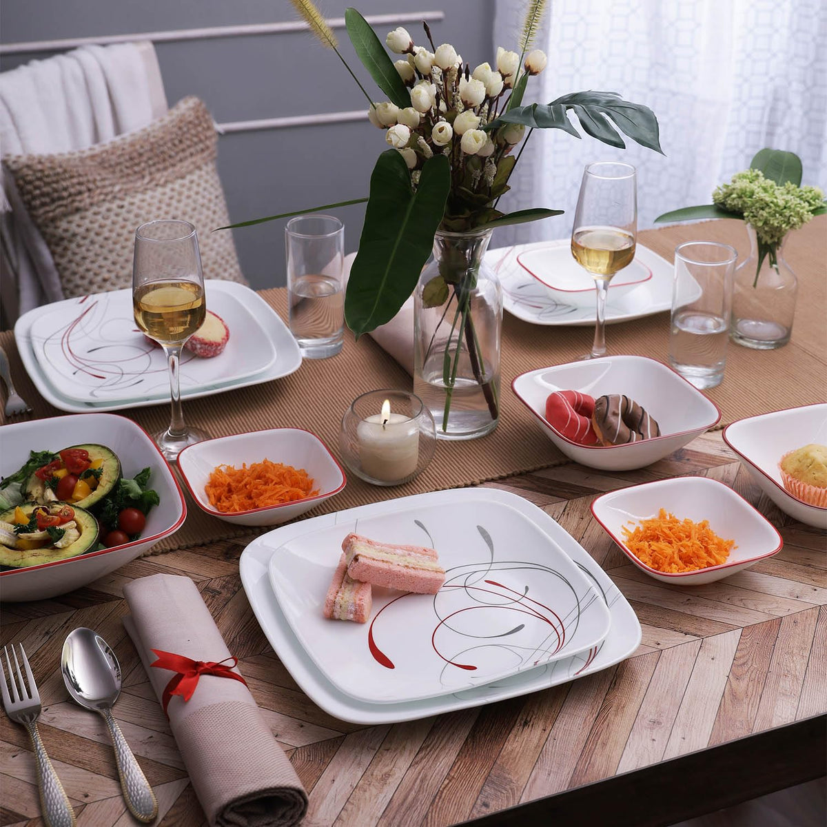 Corelle Splendor 21 Pcs Square Round Dinner Set – Corellebrands - Main Image