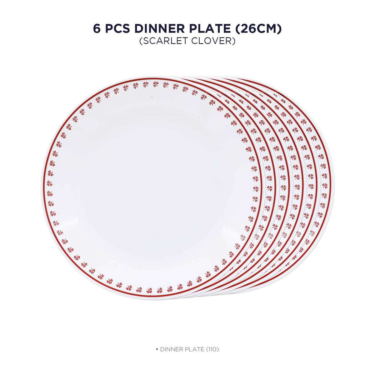 Corelle Scarlet Clover 26 cm Dinner Plate Pack Of 6 | For Family