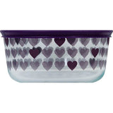 Pyrex Decorated Storage 4-cup/950ml Round Storage Purple Hearts WPC - Purple