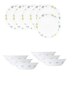 Corelle Livingware Secret Garden Breakfast Set (Pack of 12) 6 26cm Dinner Plates, 6 296ml Dessert Bowl