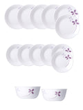 Corelle  Asia Collection Warm Pansies 14 Pcs Dinner Set (Pack of 14) 6 26cm Dinner Plates, 6 17cm Small Plates, 2 828ml Curry Bowl