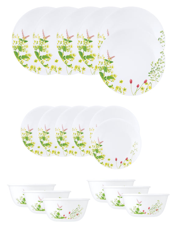 Corelle  Asia Collection Provence Garden Utility Set (Pack of 12) 4 26cm Dinner Plate, 4 17cm Small Plate & 4 177 ml Katori