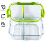 Snapware Leak-Proof Eco Clean, 2 Compartment, Glass Storage Container with Air-Tight Lid, Microwave and Oven Safe, Rectangle, 1050ML, Green