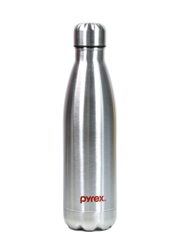 Pyrex Stainless Steel Insulated 24 Hours Hot or Cold Bottle Flask, 500 ml, Silver