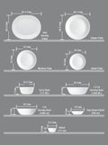 Corelle Asia Collection Gold Series Frost 14 Pcs Dinner Set (Pack of 14) 6 26cm Dinner Plates, 6 177ml Katori, 2 828ml Curry Bowl