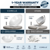 CORELLE LAPINUE 1 950 ML Mixing & Serving Multipurpose bowl| Pack of 2 | Ideal for Dal/Curry/Sambhar/Biryani/Chicken/Rice | Vitrelle Triple Layer Glass| Lightweight |1-year warranty on chips, breaks & scratches