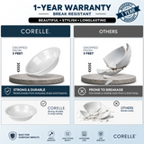 CORELLE ENGLISH GARDEN 296 ML Vegetable Bowl| Pack of 2| For Serving Curry/Gravy/Dessert | Vitrelle Triple Layer Glass| Lightweight |1-year warranty on chips, breaks & scratches