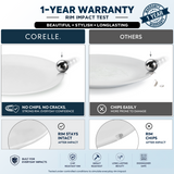 CORELLE MODENA 18 PCS Dinner Set| For Family of 6| Plates & Bowls for Dining| Including 6 Dinner Plate, 6 Small Plate & 6 Vegetable  Bowl | Vitrelle Triple Layer Glass| Lightweight |1-year warranty on chips, breaks & scratches