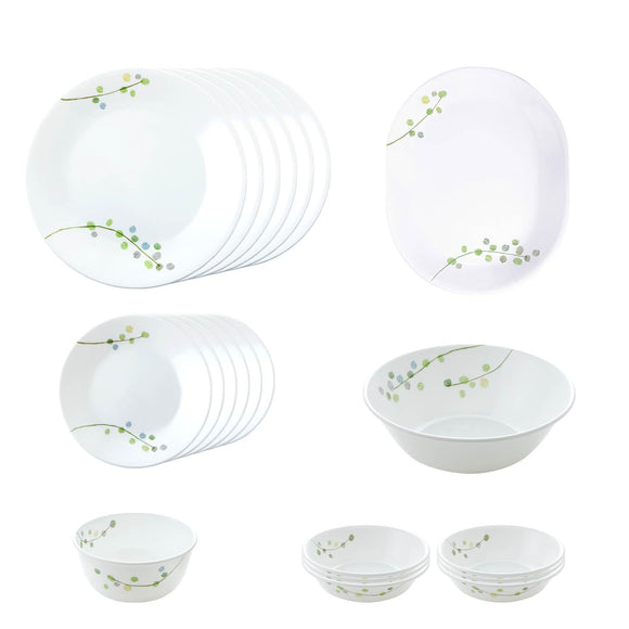 Corelle 21 Pcs Dinner Set Morning Breeze Microwave & Dishwasher Safe