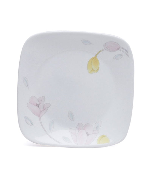 Corelle Elegant City Glass Square Medium Plate Pack of 6, 22CM, Multicolor