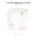 Corelle Asia Square Round Collection Elegant City Medium / Luncheon Plate  (Single)