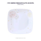 Corelle Asia Square Round Pom Pom 1 Pcs Medium Plate (22.9cm)
