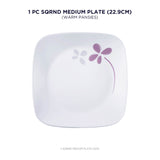 Corelle Asia Square Round Warm Pansies 1 Pcs Medium Plate (22.9cm)