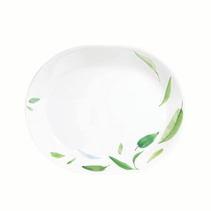 Corelle Asia Collection Dancing Leaves - 31 cm Oval Serving Platter | Break & Chip Resistant | Lightweight & Durable | Microwave & Dishwasher Safe