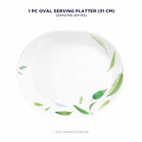 Corelle Asia Collection Dancing Leaves - 31 cm Oval Serving Platter | Break & Chip Resistant | Lightweight & Durable | Microwave & Dishwasher Safe