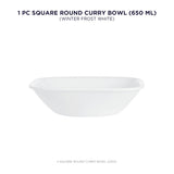 Corelle livingware Winter Frost White Square Round 650ml Curry bowl