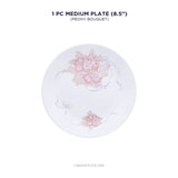 Corelle Asia Round Peony Bouquet 1 Pcs Medium Plate (8.5'')