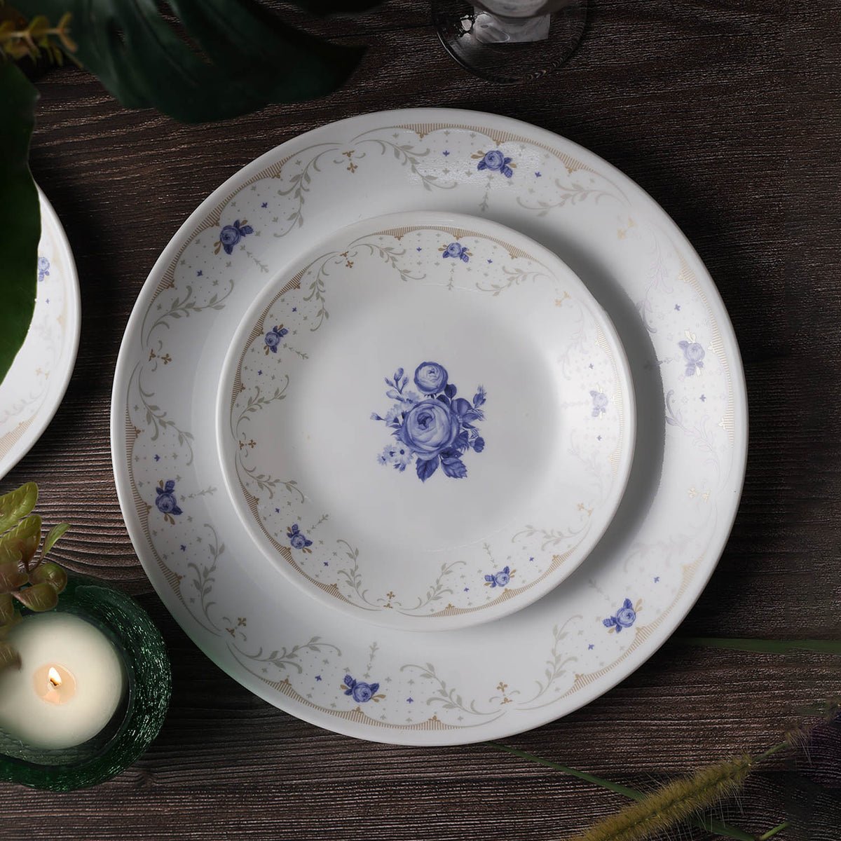 Buy Corelle Asia Collection Gold Series Blooming Blue Bread & Butter ...