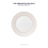 Corelle Asia Round Golden Infinity 1 Pcs Medium Plate (8.5'')