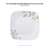 Corelle Asia Square Round Green Breeze 1 Pcs Medium Plate (22.9cm)