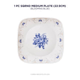 Corelle Square Round Gold Collection Blooming Blue Square Round Luncheon Plate