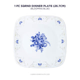 Corelle Square Round Gold Collection Blooming Blue Square Round Dinner Plate