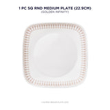 Corelle Square Round Gold Collection Golden Infinity Square Round Luncheon Plate