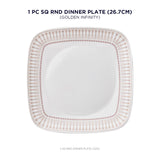 Corelle Square Round Gold Collection Golden Infinity Square Round Dinner Plate