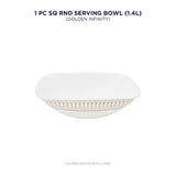 Corelle Asia Square Round Golden Infinity 1 Pcs Serving Bowl (1.4L)