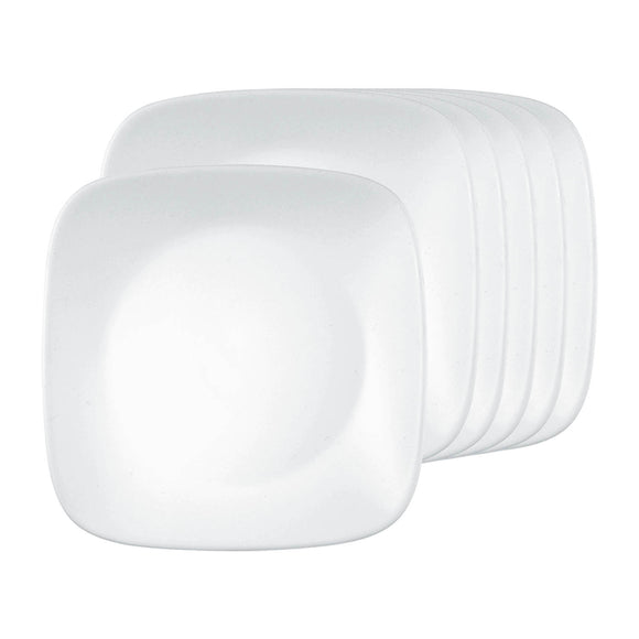 Corelle Winter Frost White Glass Square Dinner Plate Pack of 6, 26.7CM