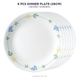 Corelle Secret Garden Glass Dinner Plate Pack of 6, 26CM, Multicolor