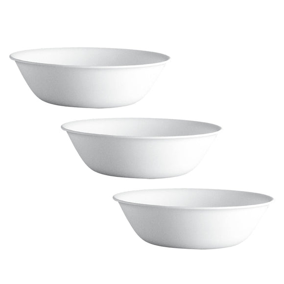 Corelle Livingware Winter Frost White 950 ml Serving Bowl  Pack of 3