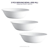 Corelle Livingware Winter Frost White 950 ml Serving Bowl  Pack of 3