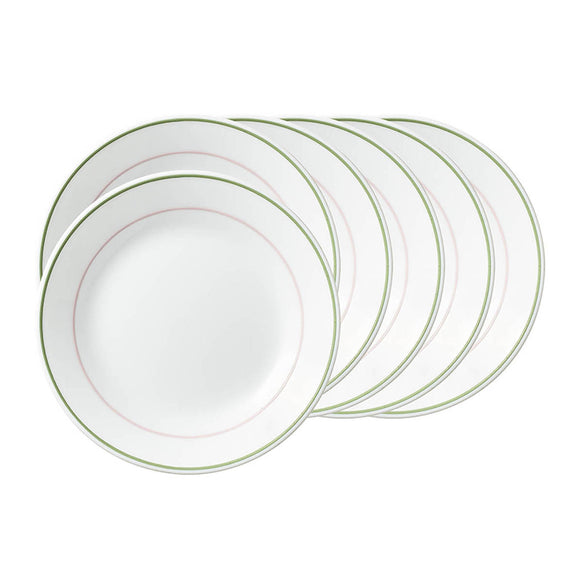 Corelle Livingware Double Ring Green 17 cm Small Plate  Pack Of 6