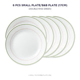 Corelle Livingware Double Ring Green 17 cm Small Plate  Pack Of 6