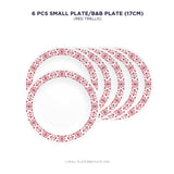 Corelle Livingware Red Trellis 17 cm Small Plate  Pack Of 6