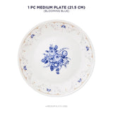 Corelle Asia Collection Gold Series Blooming Blue 22 cm Medium Plate Pack Of 6
