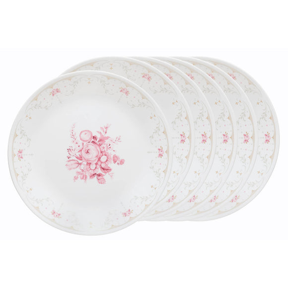 Corelle Asia Collection Gold Series Blooming Pink 22 cm Medium Plate Pack Of 6