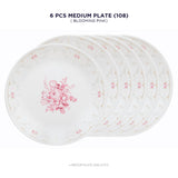 Corelle Asia Collection Gold Series Blooming Pink 22 cm Medium Plate Pack Of 6