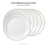 Corelle Livingware Double Ring Green 22 cm Medium Plate Pack Of 6