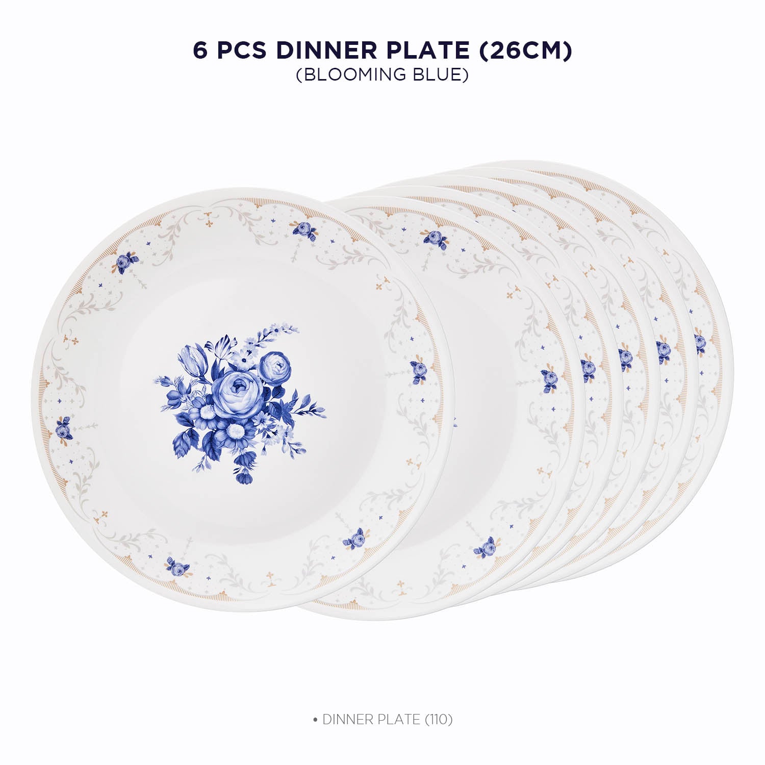 Corelle Asia Collection Gold Series Blooming Blue 26 cm Dinner