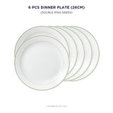 Corelle Livingware Double Ring Green 26 cm Dinner Plate  Pack Of 6