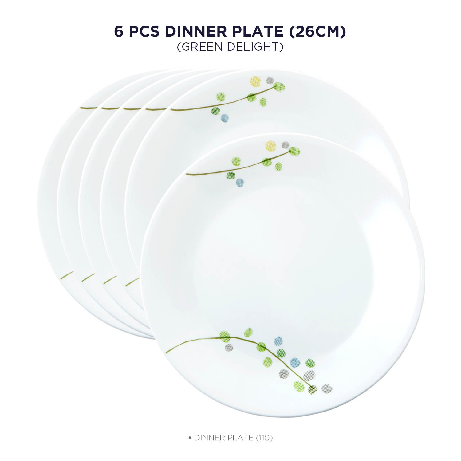 Corelle Livingware Plus Green Delight 26 cm Dinner Plate Pack Of 6