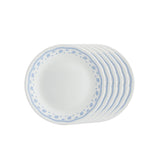 Corelle Livingware Morning Blue Glass Dinner Plate, 26 cm, 6 Pieces, White