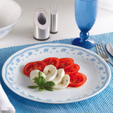 Corelle Livingware Morning Blue Glass Dinner Plate, 26 cm, 6 Pieces, White