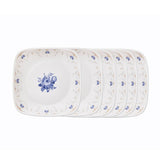 Corelle Square Round Gold Collection Blooming Blue 17 cm Square Round Small Plate  Pack Of 6