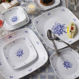 Corelle Square Round Gold Collection Blooming Blue 17 cm Square Round Small Plate  Pack Of 6